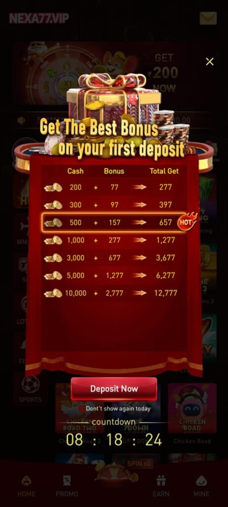 Nexa77 online gaming platform interface